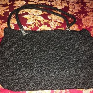 Handmade black crotchet bag from Ecuador